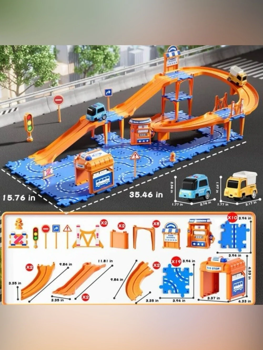 Puzzle Race Car Track Set for Kids ages 3-5